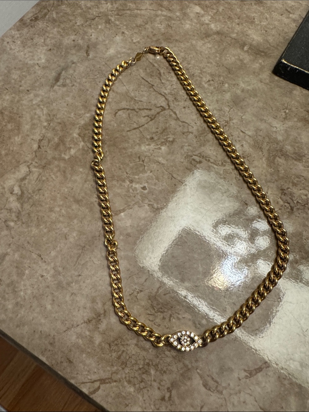 Nialaya Gold Chain Necklace with Evil Eye Accent